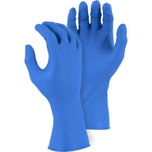 WorkHorse Extended-Cuff Reusable Latex Gloves, 24 Pairs, 13 Mil, Blue, Sz 9 (Med)