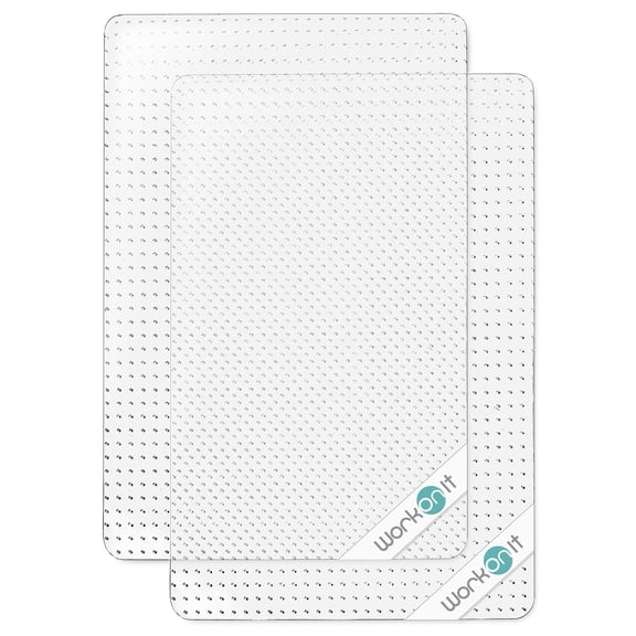 WorkOnIt 46" x 60" Office Chair Mat for Low Pile Carpet (2 Pack), Clear Heavy Duty Non-Slip Thick Desk Chair Floor Protector for Home and Office