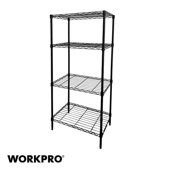 WorkPro 4-Tier Black Slim Wire Shelving