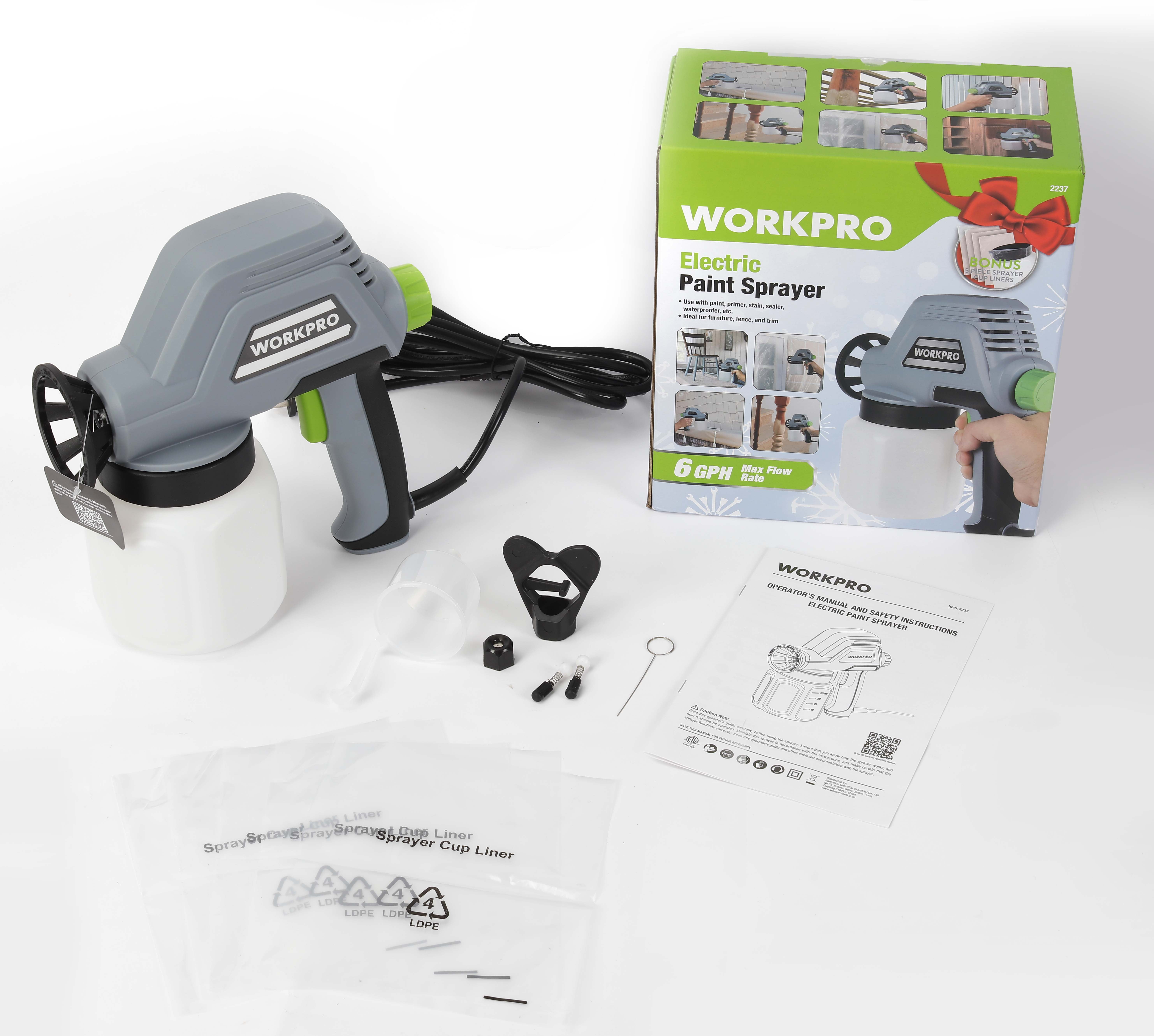 WorkPro 6GPH Electric Paint Sprayer with 0.8mm Nozzle, 120 Volt, Model