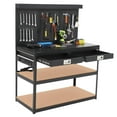 thumbnail image 1 of Workbench,48 inch Workbench with Drawers, Pegboard, Hooks, USB Sockets, Three-tier Storage Platform,1000 LBS Load Capacity,Work Bench for Garage, Offices, and Home Workspace, 1 of 9