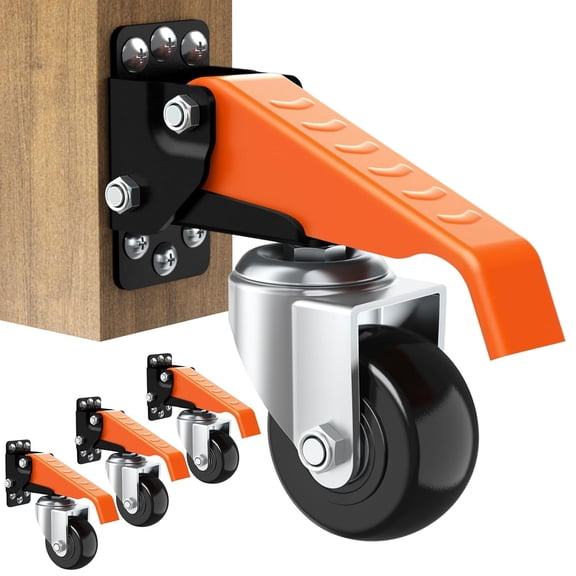 Workbench Casters Wheels Kit 720 Lbs Capacity Retractable Set of 4 Heavy Duty Side Mount 2.5" Lifting Work Table Tool Bench Stepdown Castors Pack