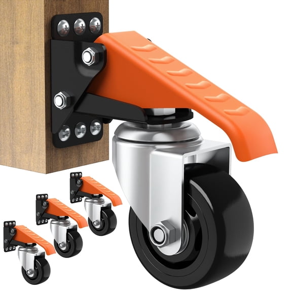 Workbench Casters Wheels Kit 920Lbs Capacity 4 Pack Heavy Duty Side Mount Retractable Lifting Castors