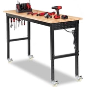 Workbench,ENJOYWOOD Heavy Duty 60 inch Pre-Assembled Design Woodwork Table with Wheel and Power Outlets,2000 LBS Load Bearing,Work Benches for Garage, Workshop, Office, Home