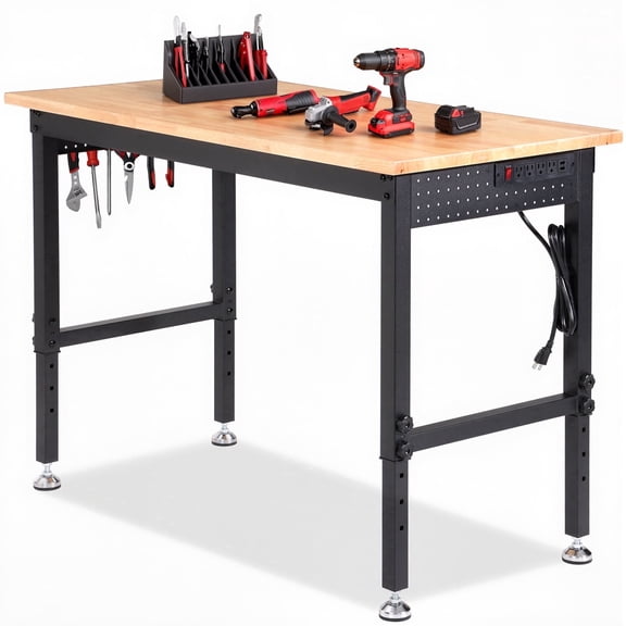 Workbench,ENJOYWOOD Heavy Duty 48 inch Pre-Assembled Design Woodwork Table with Power Outlets,2000 LBS Load Bearing,Work Benches for Garage, Workshop, Office, Home,