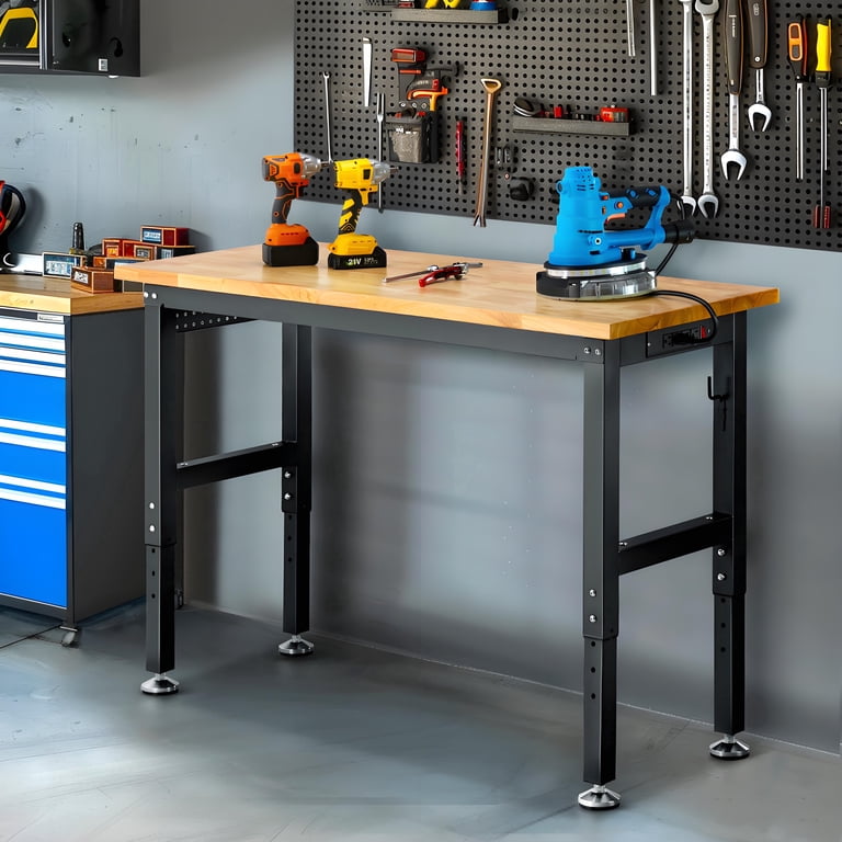 ENJOYWOOD Heavy Duty 48 inch Adjustable Height Workbench, Rubber