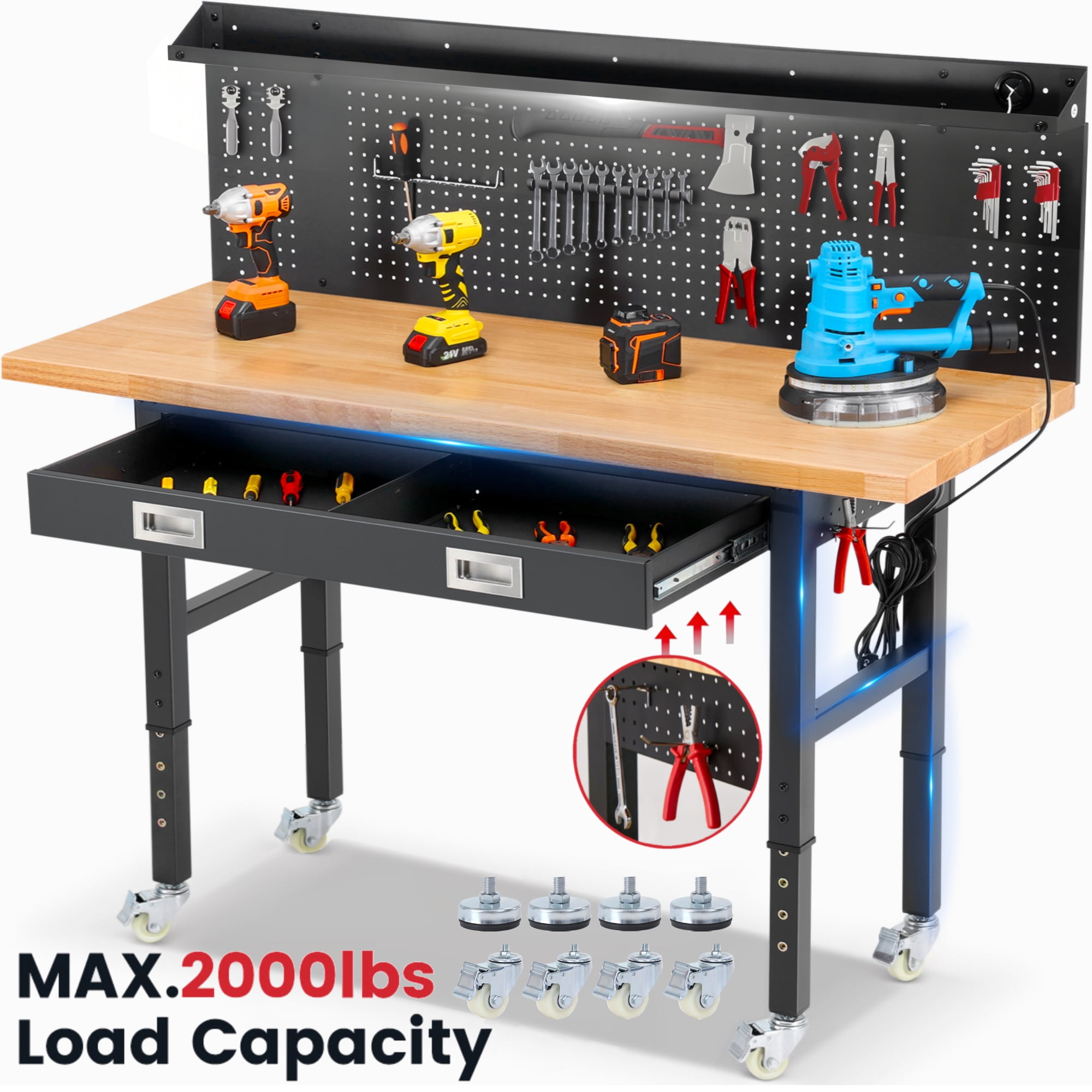 SHARP - つよしページ 72 x 36 in. Shop Top Safety Edge Workbench with Adjustable