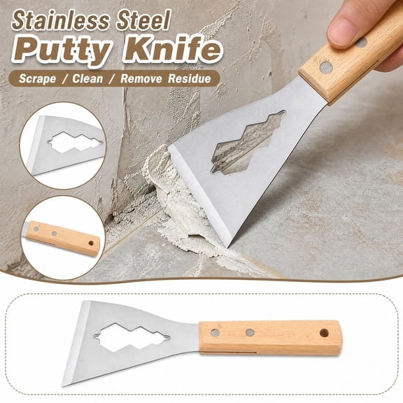 Workbench Hand Tool, Sticker Scraper Tool, Caulk Removal Tool, Caulking Removal Tool, 7X2.5X1 Inch Multi-Use Stainless Steel Putty Model Scraper for Paint Removal, Tile Work and
