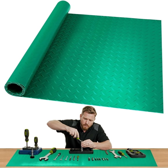 Workbench Mat, Green PVC Work Bench Mat with Non-Slip Texture, 2 mm Thick Scratch & Stain Resistant Surface for Painting, Woodworking, Crafting, Projects and Tool Protection