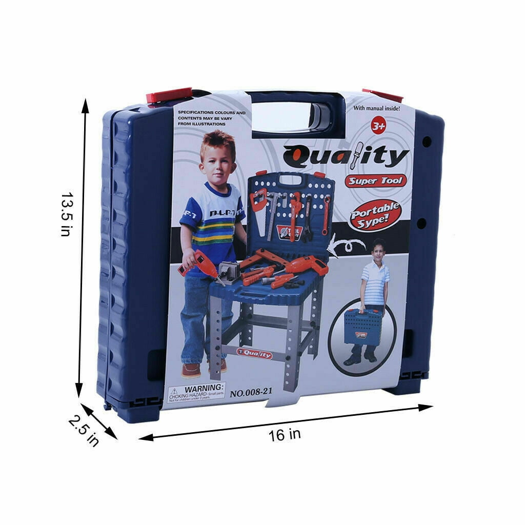 KOOLA INC Workbench W Realistic Tools ELECTRIC DRILL Kids Pretend Play Toolbox NEW Tool Box for Boys