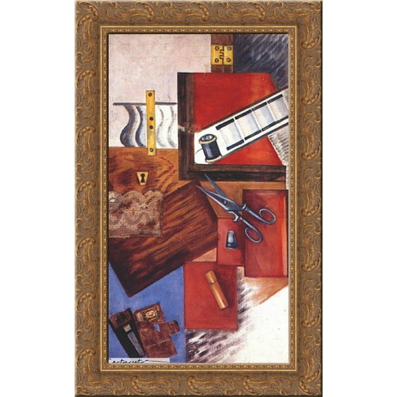Workbox 24x16 Gold Ornate Wood Framed Canvas Art by Olga Rozanova