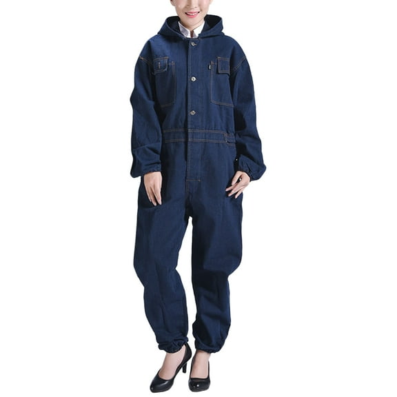 Worker Clothing Workwear Overalls Denim Jumpsuit Men Women Factory Uniforms Work Coveralls Long-Sleeve Thick Hooded Welding Suit
