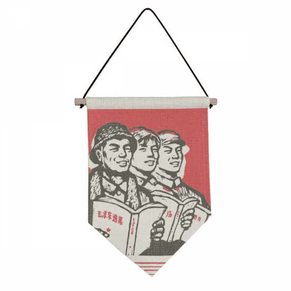 Worker Peasant Soldier China Red Canvas Flag Hanging Wall Art Decor Banner