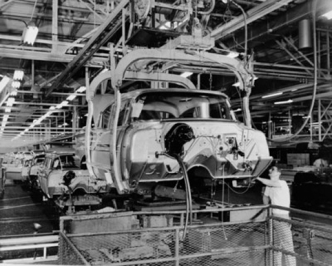 Worker working in a automobile factory Detroit Michigan USA Canvas Art - (18 x 24)