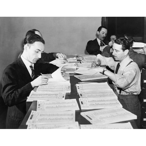 Workers Checking Names And Numbers At New York Selective Service Headquarters. On March 17 History