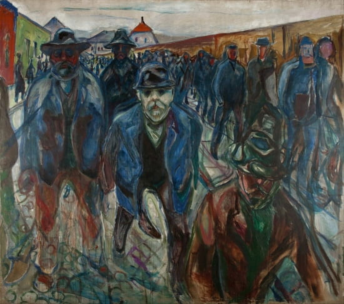 Workers On Their Way Home Canvas Art - Edvard Munch (24 x 36)