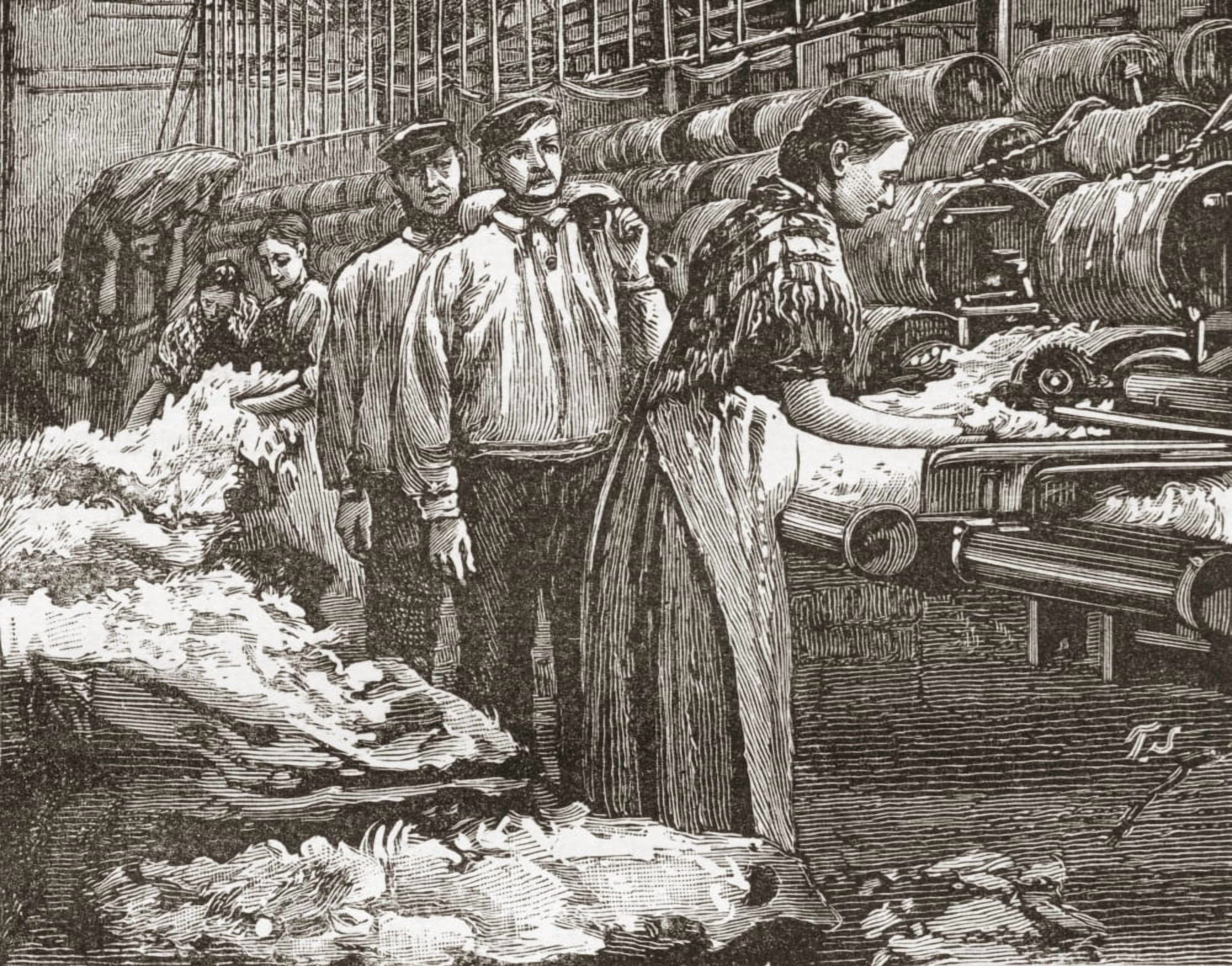 Workers At The Saltaire Woollen Mill Bradford North Yorkshire England In The Late 19Th Century From Our Own Country Published 1898 Canvas Art - Ken Welsh Design Pics (16 x 13)