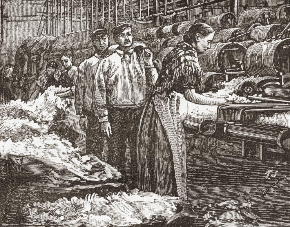 Workers At The Saltaire Woollen Mill Bradford North Yorkshire England In The Late 19Th Century From Our Own Country Published 1898 Canvas Art - Ken Welsh  Design Pics (32 x 26)