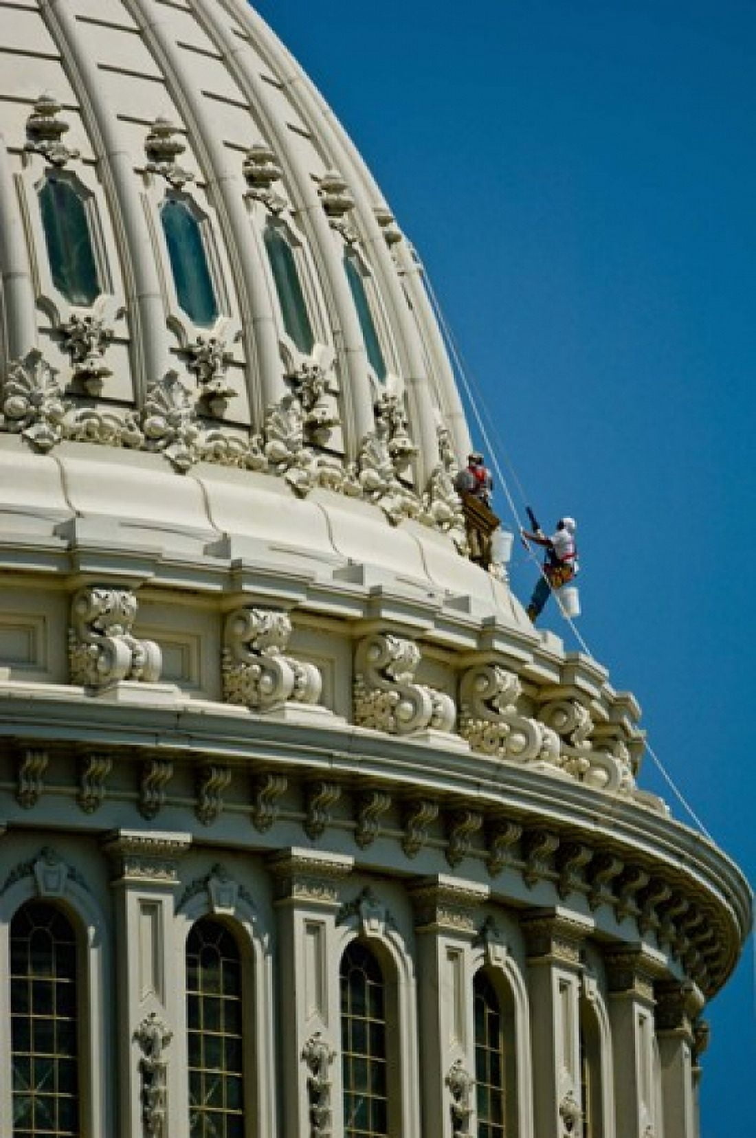 Workers on a government building dome State Capitol Building Washington DC USA Canvas Art - Panoramic Images (24 x 36)