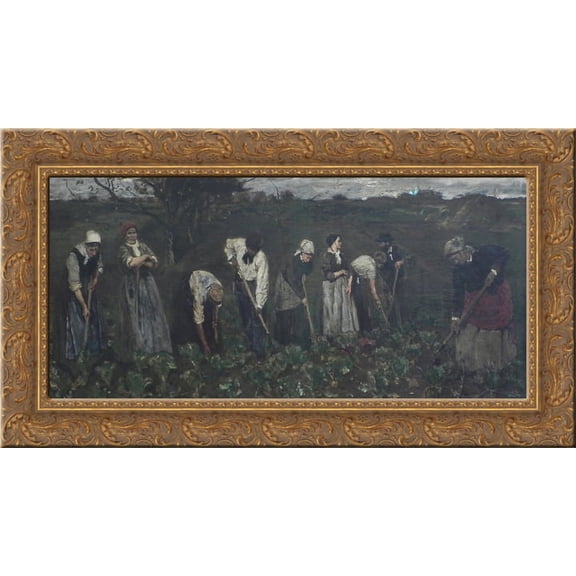 Workers on the beet field 24x14 Gold Ornate Wood Framed Canvas Art by Max Liebermann