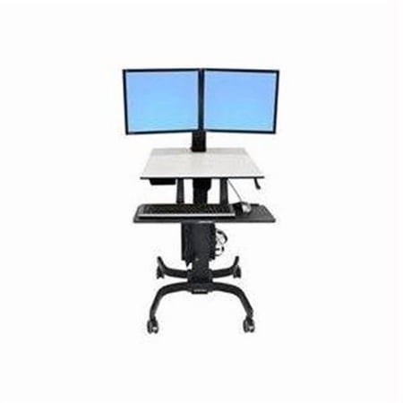 Workfit-C Sit-Stand Workstation For Two Lcd Monitors Dual With Mobile Cart Bas