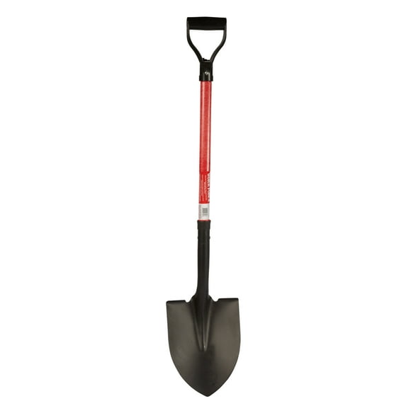 Workforce Tools Round Point Shovel - Sturdy 28” Fiberglass Handle - Heavy Duty 16 Gauge Steel Head