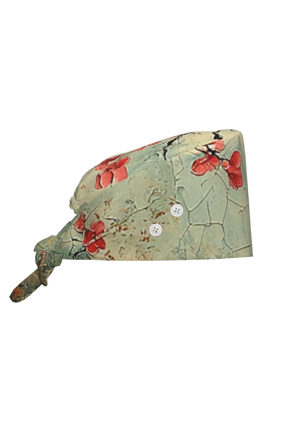 Working Cap Adjustable Tie Back Hat with Integrated Sweatband, Head Cover for Kitchen, Cleaning , Ancient Chinese Chinoiserie