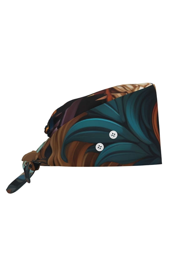 Working Cap Adjustable Tie Back Hat with Integrated Sweatband, Head Cover for Kitchen, Cleaning , Chinese Dragon Art