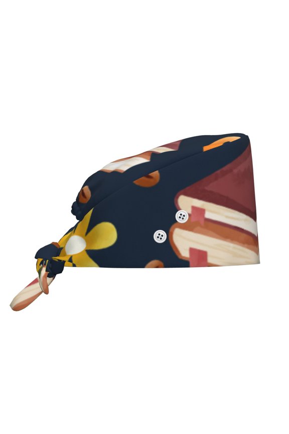 Working Cap Adjustable Tie Back Hat with Integrated Sweatband, Head Cover for Kitchen, Cleaning , Color Coffee Book
