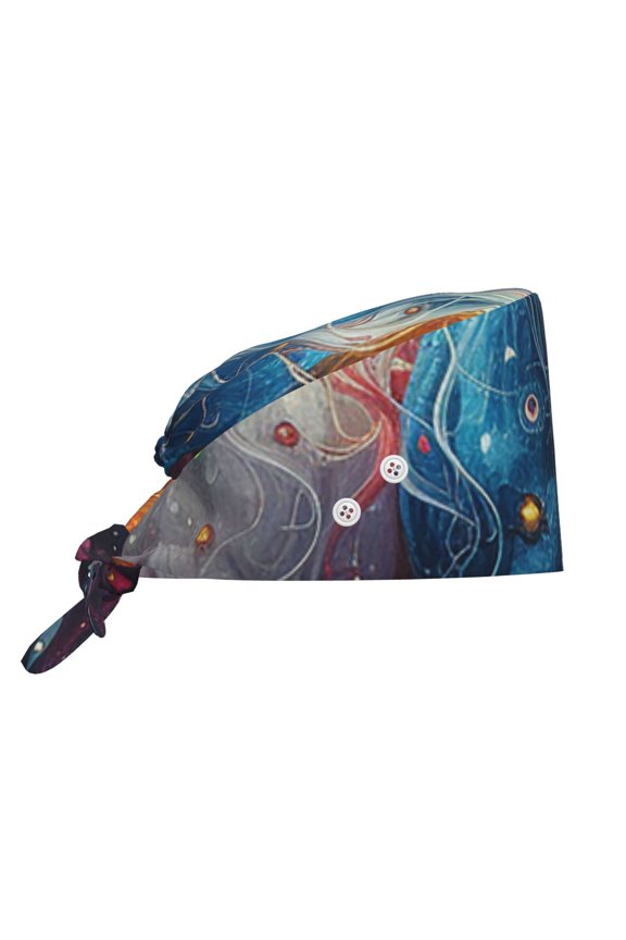 Working Cap Adjustable Tie Back Hat with Integrated Sweatband, Head Cover for Kitchen, Cleaning , Horses Games Psychedelic