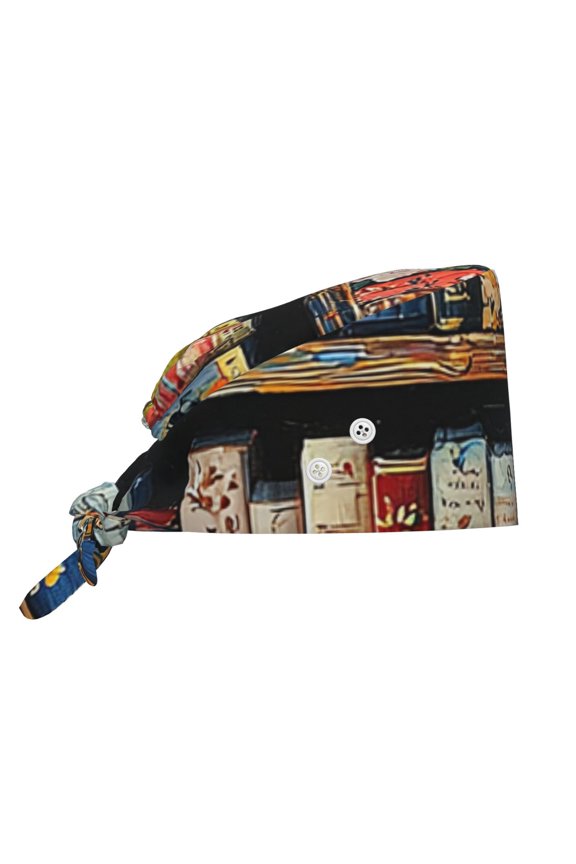 Working Cap Adjustable Tie Back Hat with Integrated Sweatband, Head Cover for Kitchen, Cleaning , Library Bookshelf Hippie
