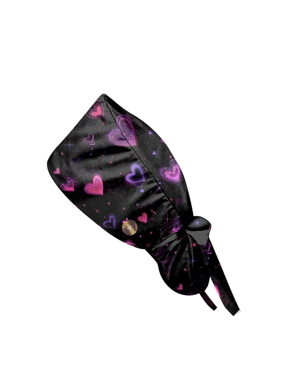 Working Cap Scrub Cap with Sweatband Women Tie Back Hat Nurse Surgical Caps 2025 Black Free