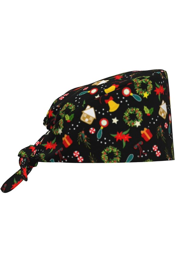 Working Cap Scrub Caps with Sweatband Breathable Adjustable Tie Back Hat Nurse Surgeon Caps Women Men Unisex