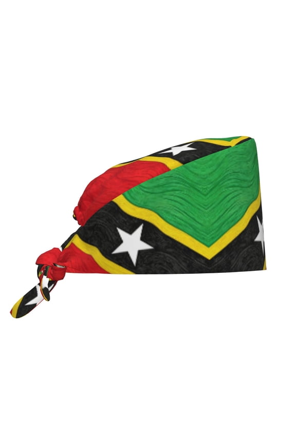 Working Cap With Sweatband For Women Men Flag Of Saint Kitts And Nevis Adjustable Cleaning Hat