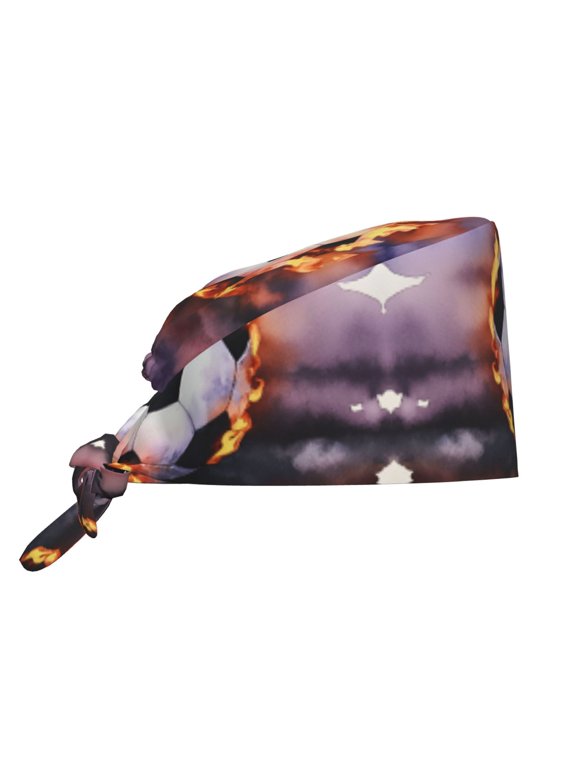 Working Cap With Sweatband For Women Men Soccer-Flame Splashing Adjustable Cleaning Hat