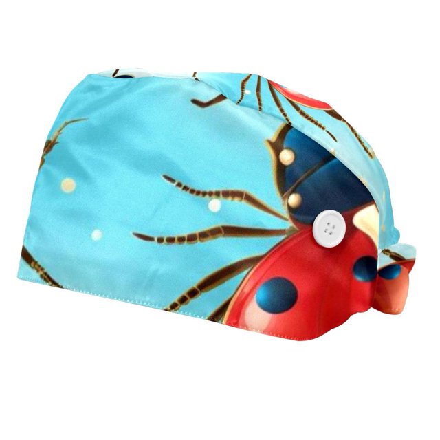 Working Cap with Button for Man & Women, 2 Pcs Ladybird Hats