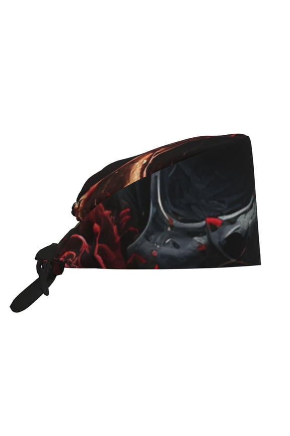Working Caps Comfortable Breathable for Men Women Head Cover , Blood Skull Roses