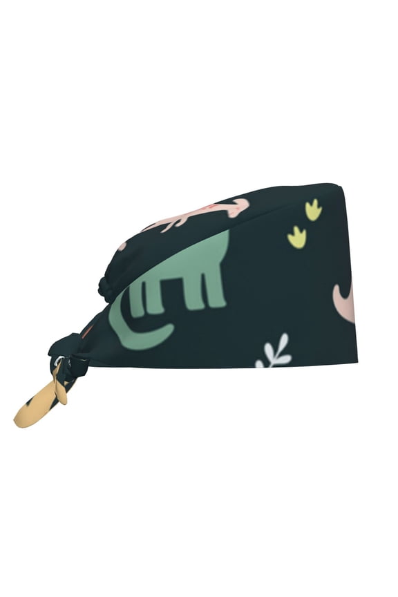 Working Caps Comfortable Breathable for Men Women Head Cover , Dinosaurs And Leaves