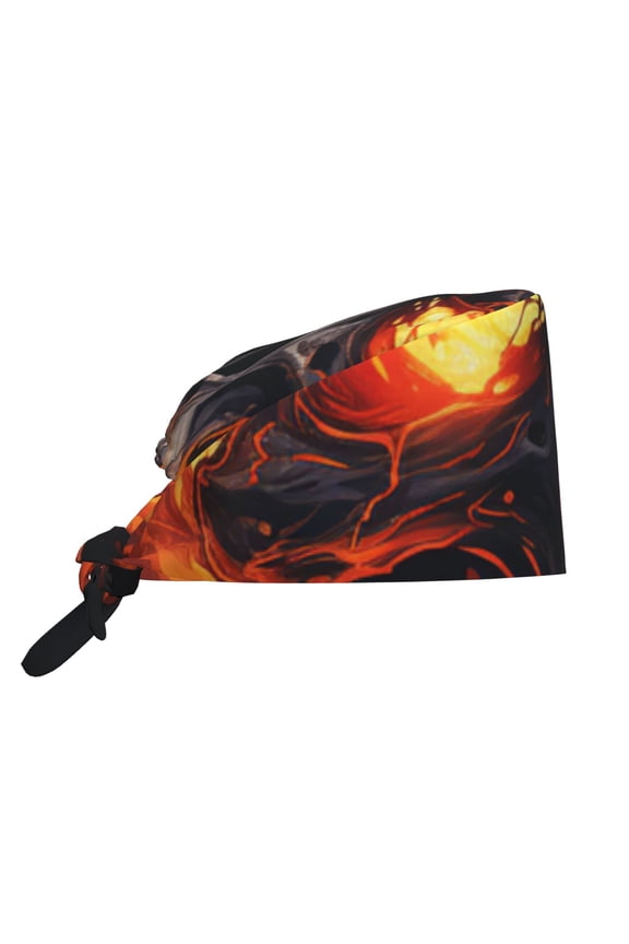 Working Caps Comfortable Breathable for Men Women Head Cover , Gothic Skull On Fire Vintage Art