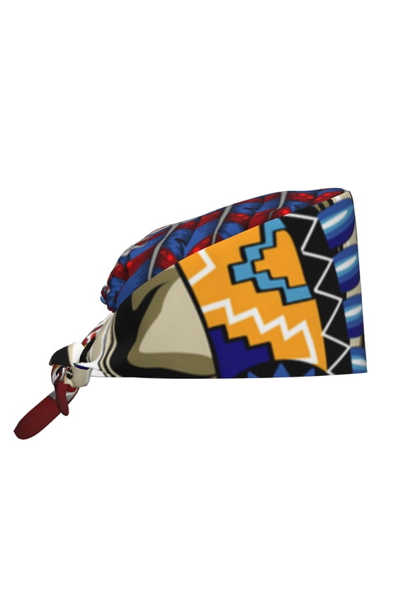 Working Caps Comfortable Breathable for Men Women Head Cover , Indian Skull Tribal Chief