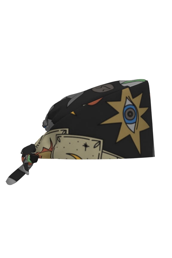 Working Caps Comfortable Breathable for Men Women Head Cover , Magic Skull Pentagram Witches Tarot