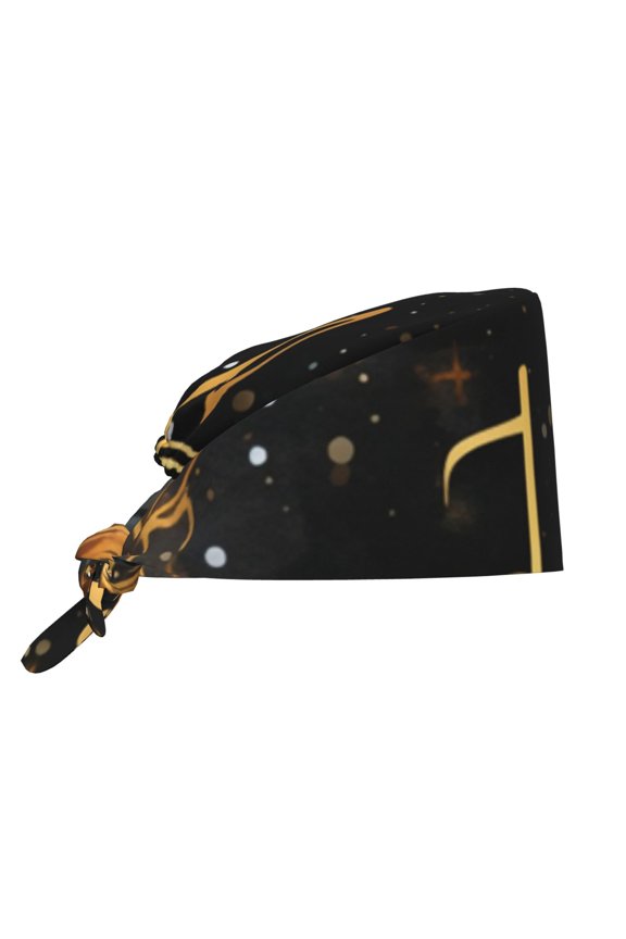 Working Caps Comfortable Breathable for Men Women Head Cover , Musical Notes With Piano Starry Golden