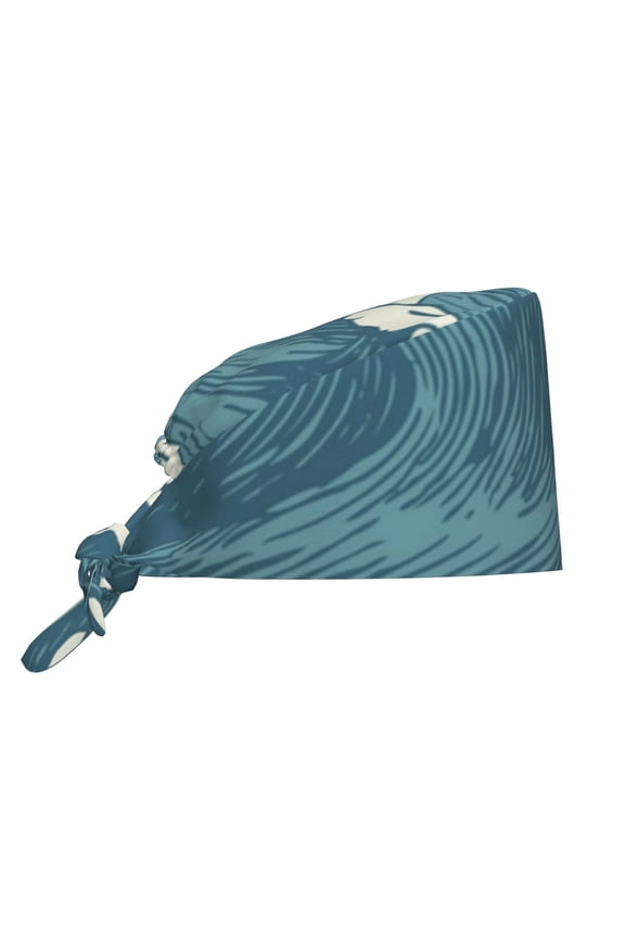 Working Caps Comfortable Breathable for Men Women Head Cover , Sea Waves Shark Vintage