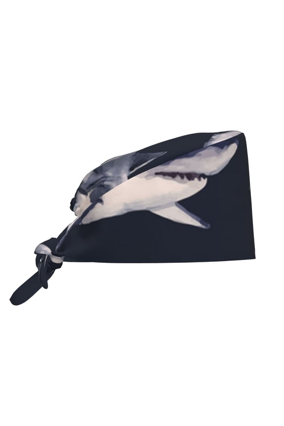 Working Caps Comfortable Breathable for Men Women Head Cover , Watercolor Shark Vintage