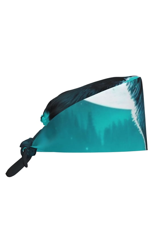 Working Caps Comfortable Breathable for Men Women Head Cover , Wolf Howling River Night Moon Cool