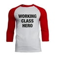 thumbnail image 1 of Working Class Hero Inspired By John Lennon Mens Soft Raglan T Shirt White-Red X-LG, 1 of 1