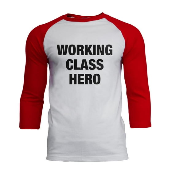 Working Class Hero Inspired By John Lennon Mens Soft Raglan T Shirt White-Red X-LG
