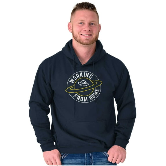 Working From Home Quarantine UFO Unisex Plus Fleece Graphic Hoodie Brisco Brands 2X