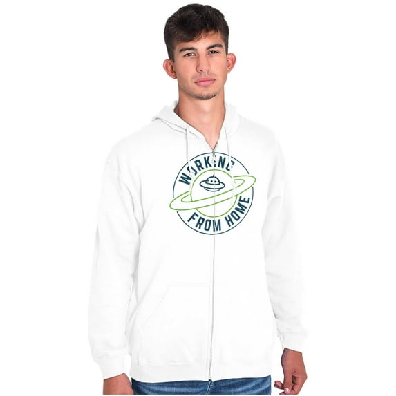 Working From Home Quarantine UFO Zip Up Hoodie Men's Women's Brisco Brands L