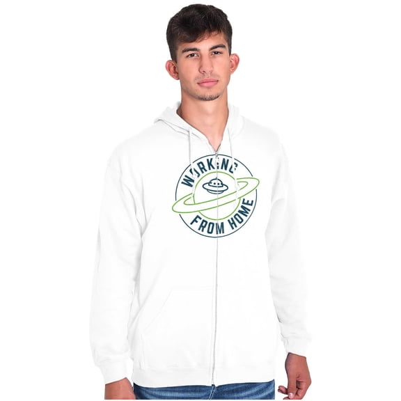 Working From Home Quarantine UFO Zip Up Hoodie Men's Women's Brisco Brands M